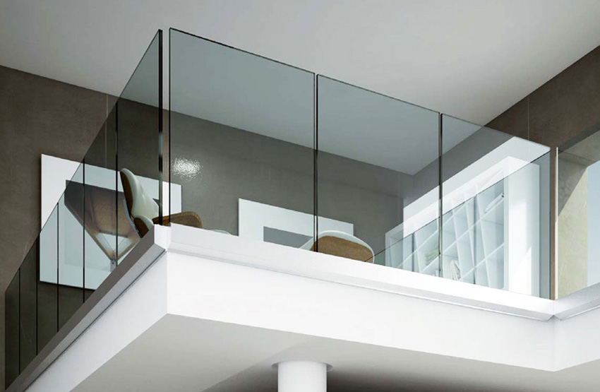Seamless / Top handrail glass railing with SS / Aluminium